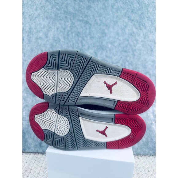 Air Jordan 4 Retro  Boys Sneakers Size 12C  Black Red Leather Upper EUC - Picture 8 of 9